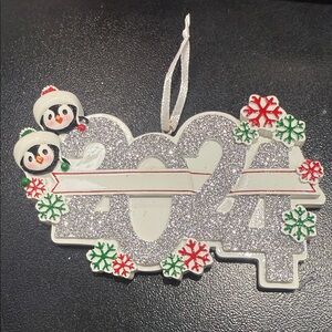 2024 Holiday Ornament with Penguins and Snowflakes